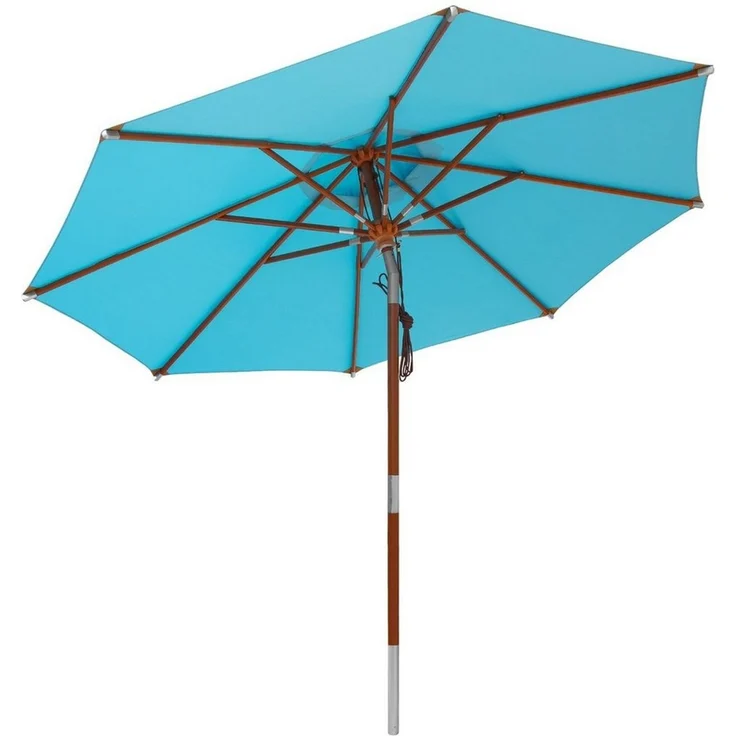 anndora-sonnenschirm Sonnenschirm 3m rund Knickbar Dreh-Kipp-Mechanismus, himmelblau, Seilzugmechanik – Bild 1