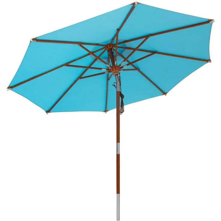 anndora-sonnenschirm Sonnenschirm 3m rund Knickbar Dreh-Kipp-Mechanismus, himmelblau, Seilzugmechanik
