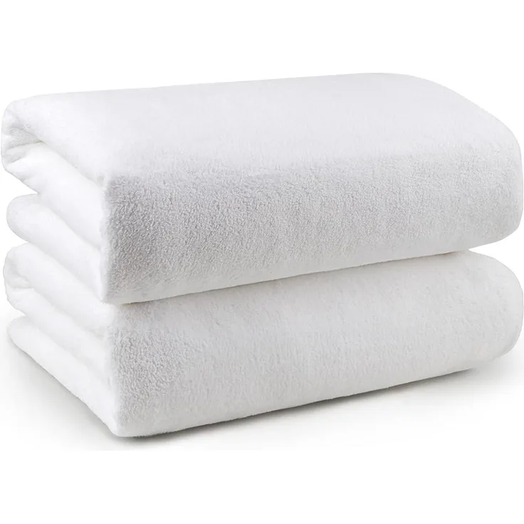 Badetuch-Set Weiß Mikrofaser Schnell Trocknend Sport Yoga Spa 68,6 x 137,2 cm