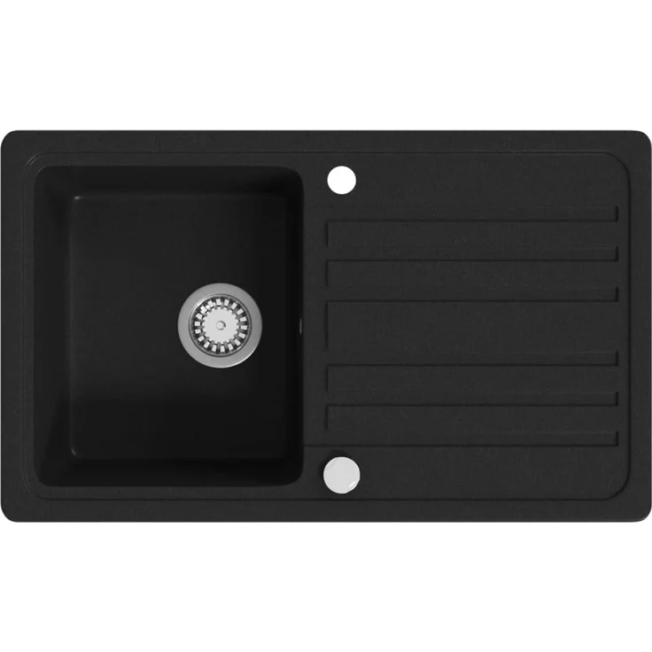 Küchenspüle | Granitspüle mit Abtropffläche Reversibel Schwarz – Bild 2
