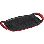 STONELINE 16397 Teppan-Yaki-Platte induktionsgeeignet Grillplatte, Aluminium, rubinrot, 36 x 23 cm