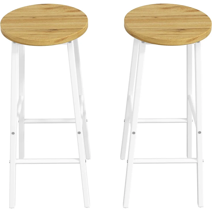 Bar-Set: Kücheninsel-Tisch mit Stauraum & 2 Barhockern, weiß, Holzoptik, mit Glas-Schranktüren & verstellbaren Regalen, belastbar bis 150kg pro Hocker--Weiß--138x39x105cm--YOUDENOVA – Bild 10