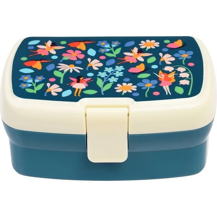 Rex London Lunchbox mit herausnehmbaren Fach Fairies in the Garden, Kunststoff, BPA-frei, (mit Clipverschluss, ca. 17 x 13 x 7,5 cm), Fee-Motiv, Snack Obst Behälter Dose Box