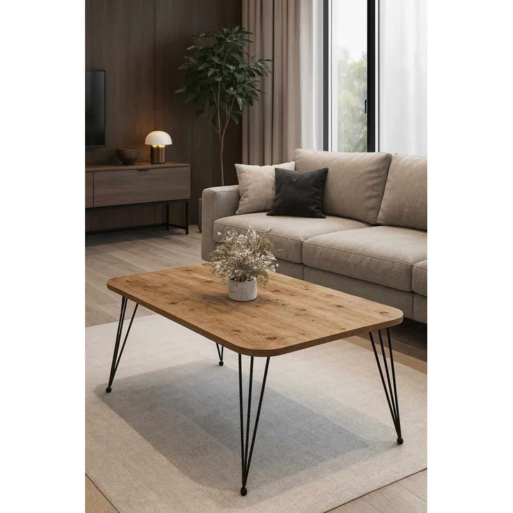 Skye Decor 'Peka247P - Pine' Couchtisch, Kiefer / Schwarz, 90 x 55 x 50 cm