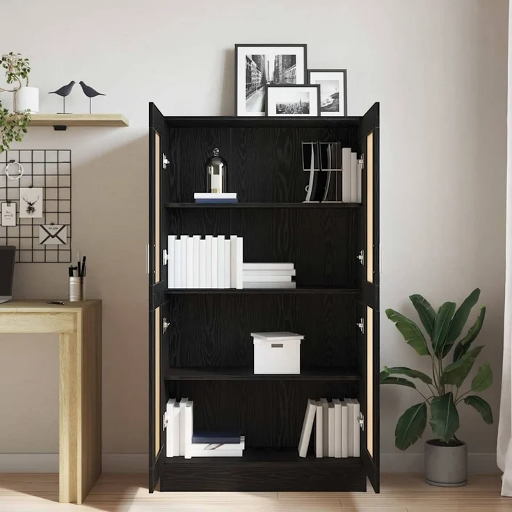 vidaXL Bücherregal Schwarz Eichen-Optik 82,5 x 30,5 x 150 cm 3329275 – Bild 3