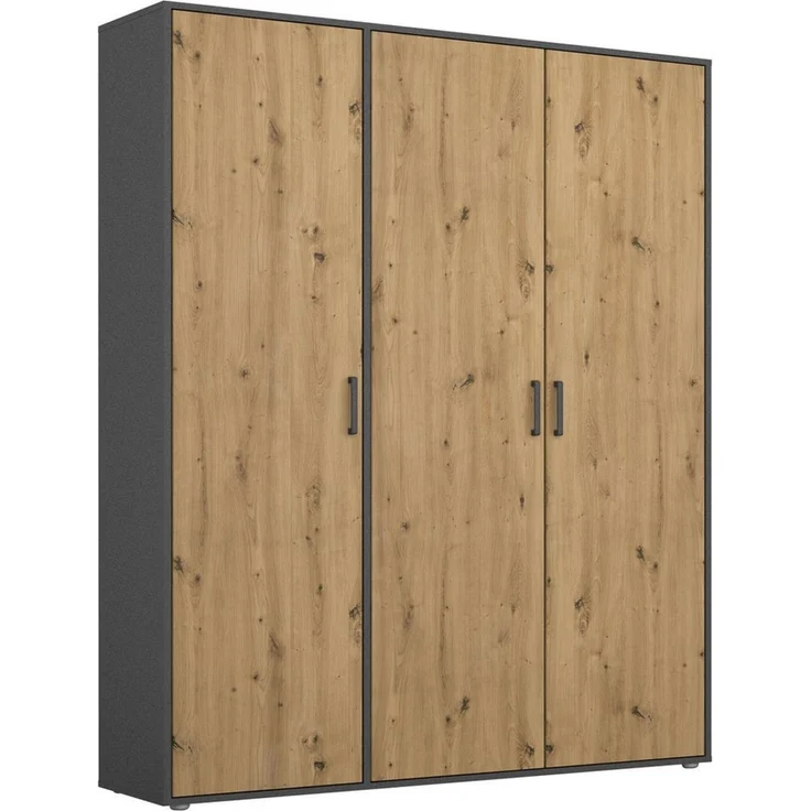 Rauch Möbel 'Voyager' Kleiderschrank, Holz, Eiche Artisan | Grau Metallic, Zubehör Premium, Breite 140 cm | ohne Schubladen – Bild 1