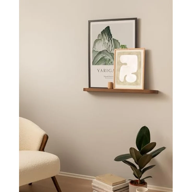 Kazai.® Wandregal 'Toke' | Bilderleiste in Echtholz-Veneer | Schwebendes Holzregal als Fotoleiste, Wanddeko und Ablage für Bad, Wohnzimmer, Küche, Schlafzimmer | Walnuss – Bild 8