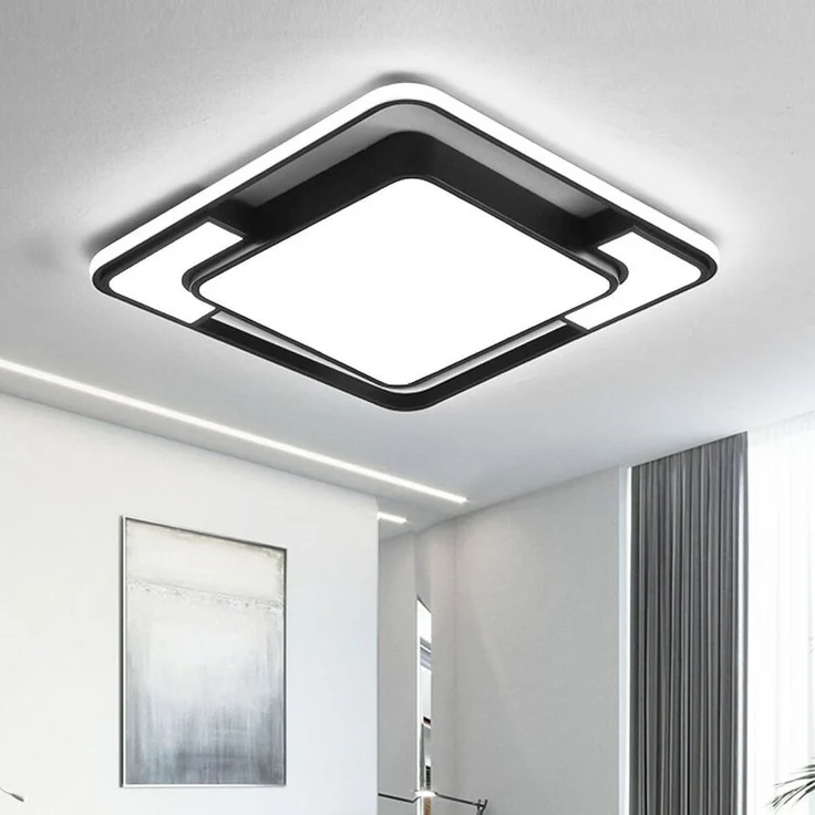 style home LED Deckenleuchte Deckenlampe, dimmbar mit Fernbedienung, 90W, Quadratisch, 42*6cm, LED fest integriert, einstellbar von warmweiß bis kaltweiß, für Wohnzimmer Schlafzimmer Büro Küche – Bild 5