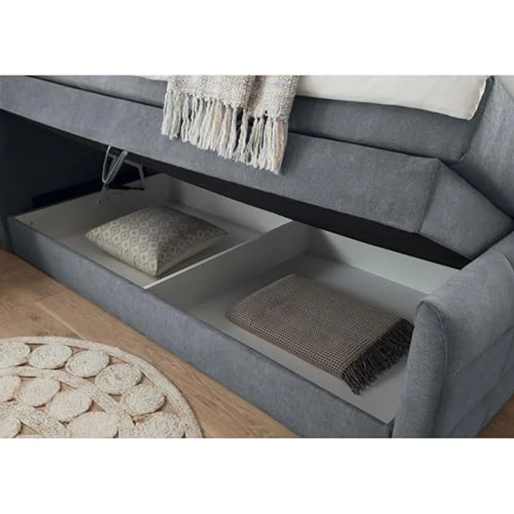 KUBA 2 Boxspringbett 120x200 mit Bettkasten, Anthrazit - Bequemes Bett mit 7-Zonen-Federkern Matratze & Komfortschaum Topper - 123 x 113 x 220 cm (B/H/T) – Bild 6