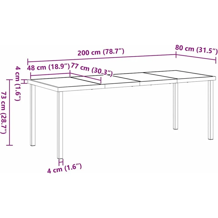 vidaXL Gartentisch Schwarz 200 x 80 x 73 cm Metall 42010315 – Bild 10