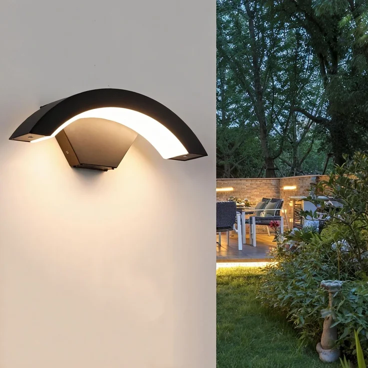 Comely 24W Außenwandleuchte Wandlampe Wasserdicht IP65 Innen/Außen, Schwarze Aluminium Außenwandlampe für Garten Terrasse Eingang, Warmweiß 3000K