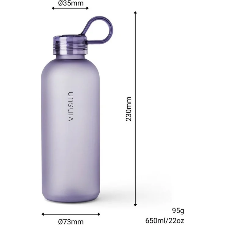 Vinsun Trinkflasche Trinkflasche 650ml, Kohlensäure geeignet, auslaufsicher, Tritan, BPA frei, bruchsicher, geruchs- und geschmacksneutral, auslaufsicher – Bild 3
