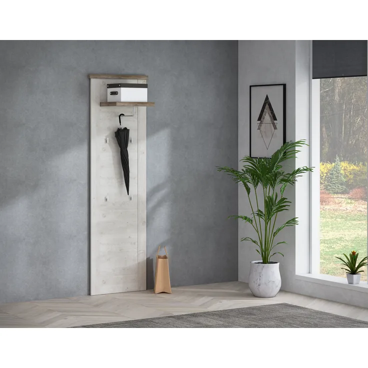 FORTE Duro Kleiderpaneel, Holzwerkstoff, Weiß/Beige/Braun, 61,4 x 199,1 x 32,3 cm