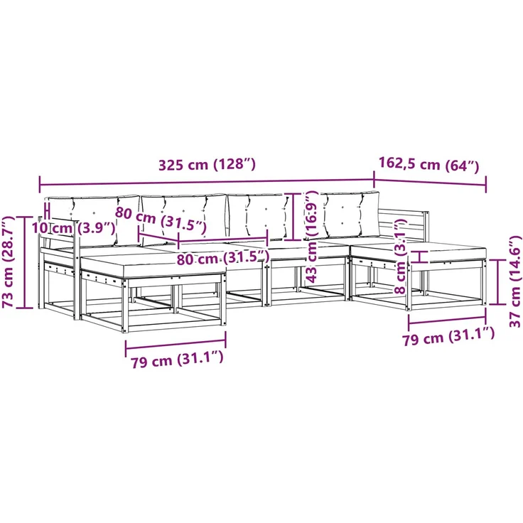 vidaXL Outdoor-Sofagarnitur 6 stk. Weiß und Anthrazit 3386816 – Bild 8