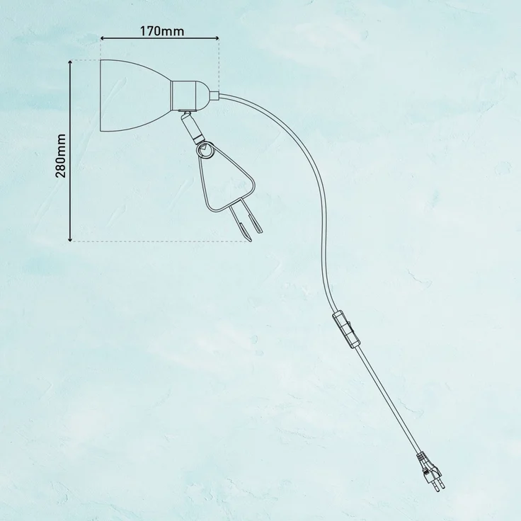 Klemmleuchte Bett Nachttischlampe Klemmlampe mit Stecker Kabel schwarz 3194922 – Bild 7