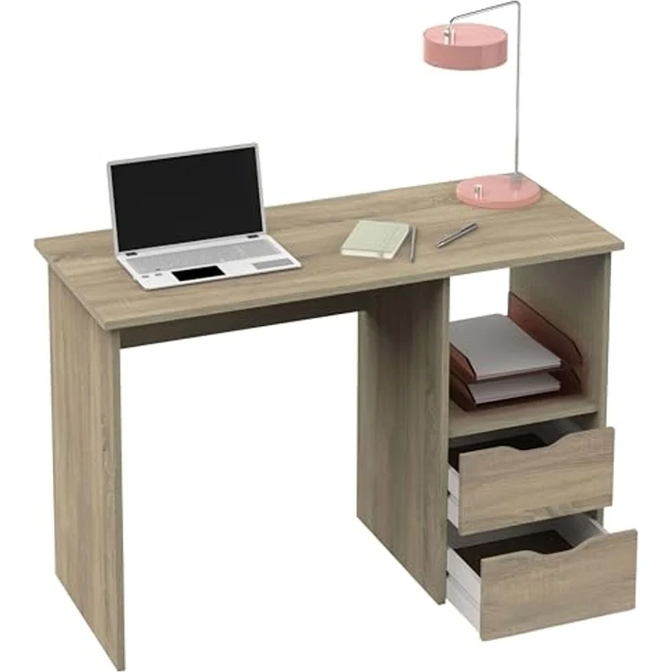 Muebles Pitarch | Schreibtisch mit 2 Schubladen, Studientisch für Jugendliche, Cambrian Eiche, 76 x 115 x 50 cm (Höhe x Breite x Tiefe), Vintage, Kollektion Tibet – Bild 4