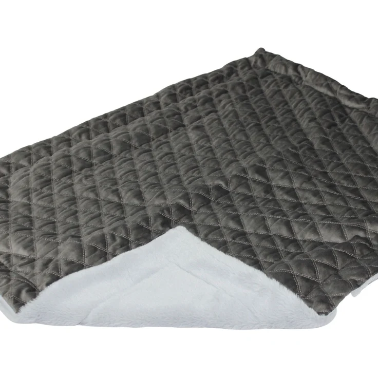 Pettimania Hundedecke mit Plüsch dunkelgrau/hellgrau, 65 x 84 cm, ca 1 cm dick – Bild 2
