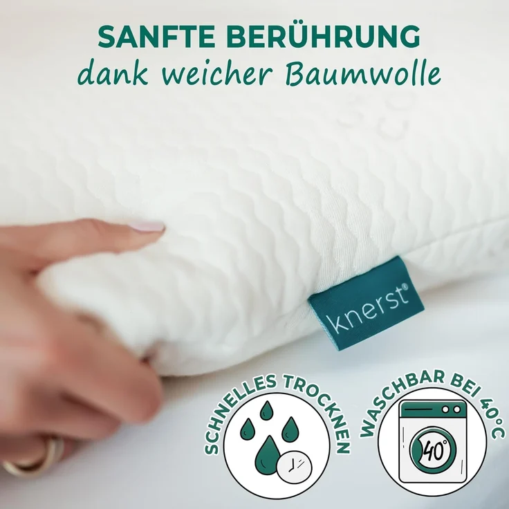 KNERST Nackenstützkissen Memory Foam Kissen, Füllung: 100% CosyPUR Gelschaum, Kopfkissen für ultimativen Komfort in jeder Schlafposition – Bild 4