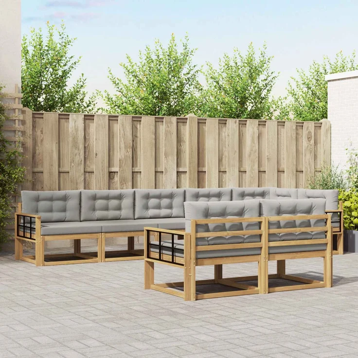 vidaXL Outdoor-Sofagarnitur 6 stk. 8-Sitzer Weiß und Hellgrau 3386630 – Bild 1