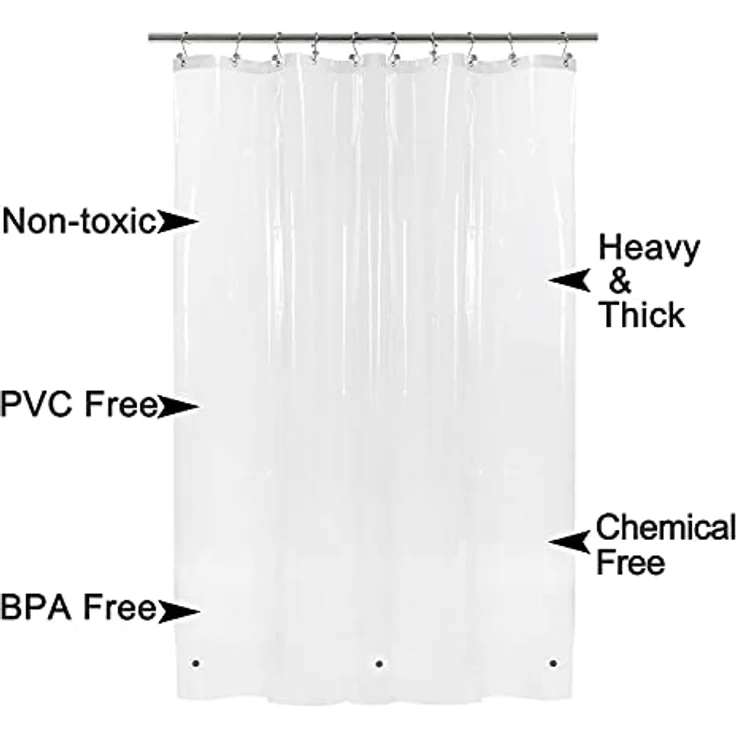 Barossa Design XLong Duschvorhang-Einlage mit 243,8 cm Höhe – 6 Magnete unten, wasserdicht, PEVA, PVC-frei, Metallösen, transparent, 183,8x244,8 cm – Bild 3