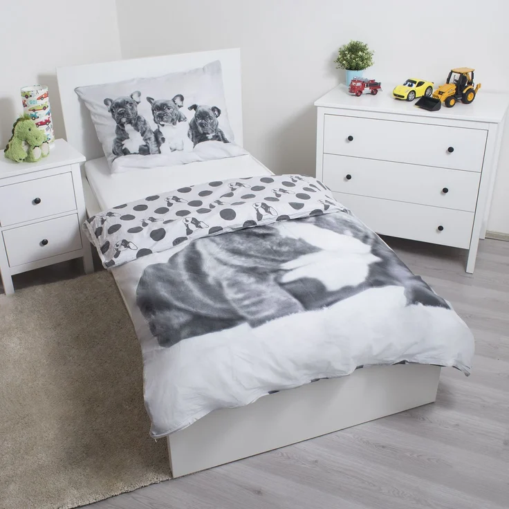Bulldog Baumwolle Bettwäsche – Bettbezug 140x200 cm & Kissenbezug 70x90 cm – Bild 3