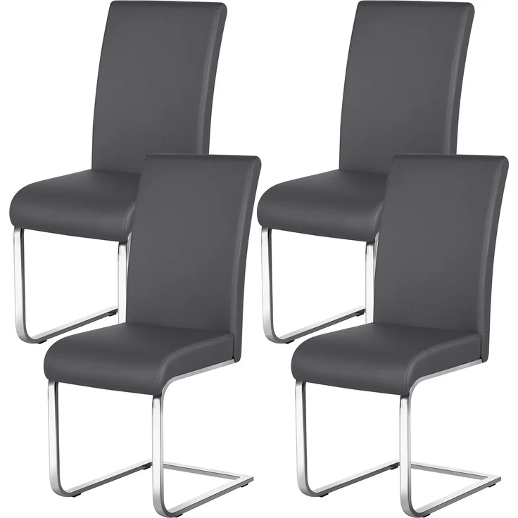 Yaheetech Esszimmerstühle 4er Set Schwingstuhl Freischwinger stühle küchenstuhl polsterstuhl, 135 kg belastbar Grau