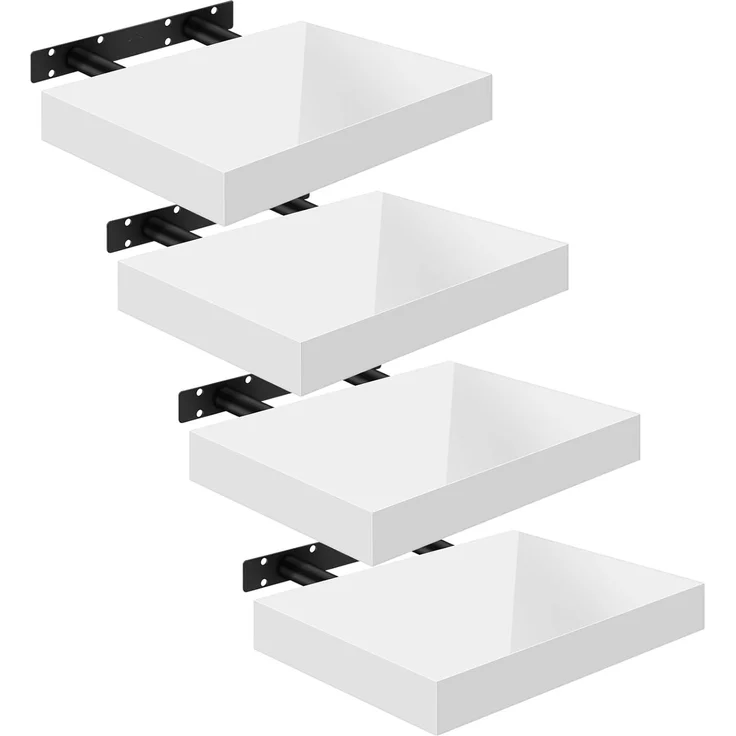 Woltu Wandregal, 4-tlg, Wandboard freischwebend Schweberegal Holz Board