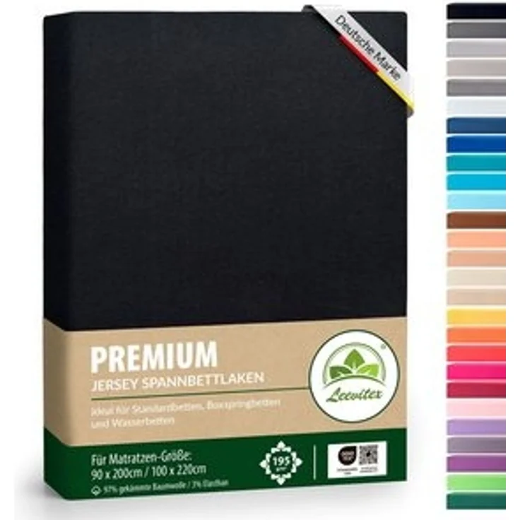 leevitex® Spannbettlaken Spannbettlaken Premium Elasthan, Gummizug: rundum, blickdicht, Anti-Pilling, 97% Baumwolle, 3% Elasthan, 40 cm Steg – Bild 6