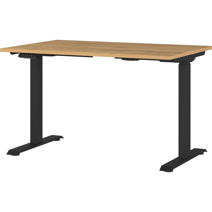 Germania Schreibtisch 7907-582, in Grandson-Eiche-Nb./Schwarz, EL. höhenverstellb, 120 x 120 x 80 cm (BxHxT) – Bild 1