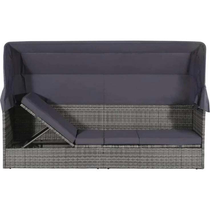vidaXL Gartenbett mit Baldachin Grau 205×62 cm Poly Rattan 43962 – Bild 4