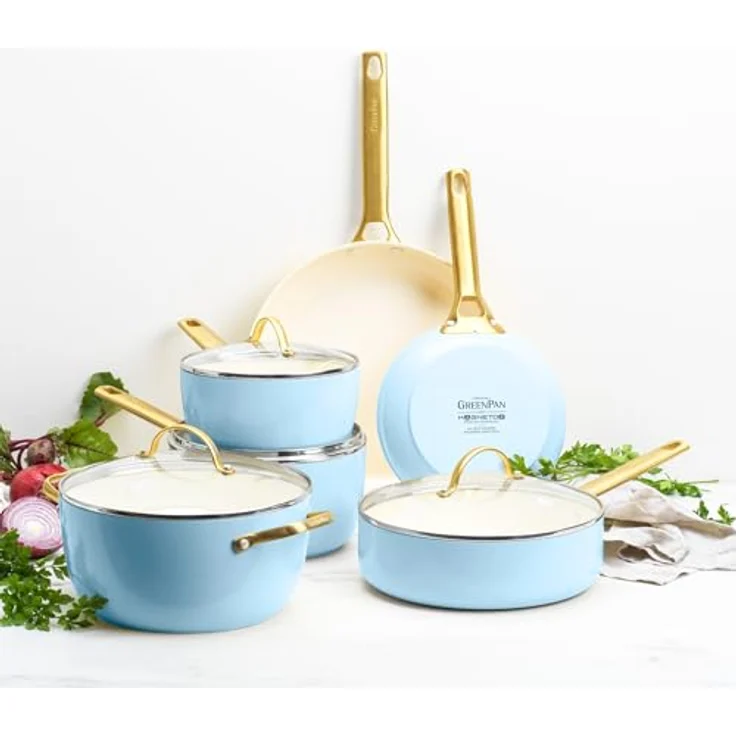 GreenPan Padova Reserve 6 Tlg Topf&Pfannenset Hellblau – Bild 3