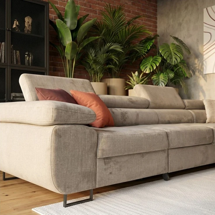 Muffo Ecksofa Wild Maxi mit Schlaffunktion inkl. Montage, L-form Couch mit Bettkasten XL, 6-fach verstellbare Kopfstützen – Bild 3