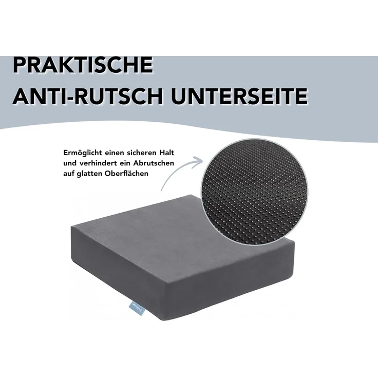 XDREAM Sitzkissen Sitzerhöhung, Aufstehkissen, Aufstehhilfe, formstabiles Kissen, softer Mikroplüschbezug, Anti-Rutsch-Unterseite – Bild 2
