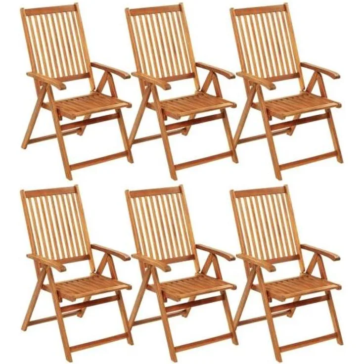 vidaXL Klappbare Gartenstühle 6 Stk. mit Auflagen Massivholz Akazie 3064124