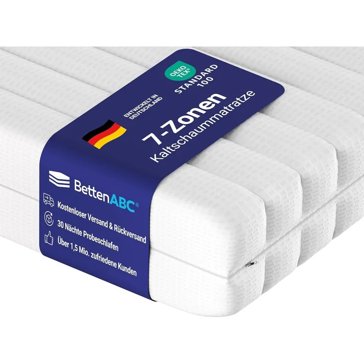 Betten-ABC KSP-500 XXL, Matratze in Härtegrad H4 Kaltschaummatratze in Härtegrad 4, Bezug waschbar, Größe: 140x220