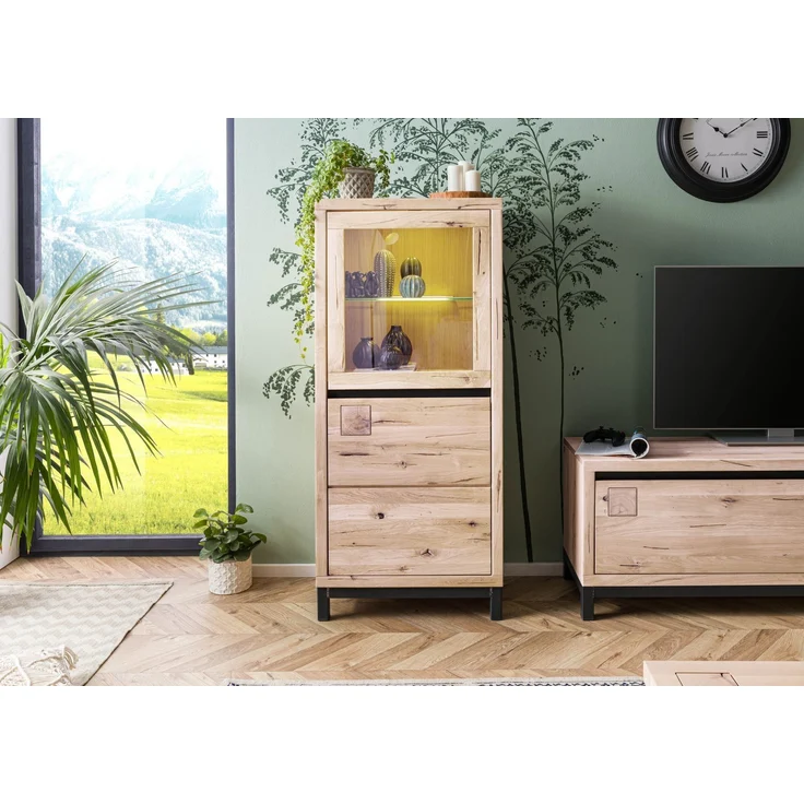 Vitrine Wildeiche 65x40x148 bianco geölt VILLANDERS #204 – Bild 3