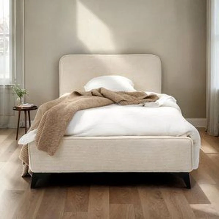 IDIMEX Polsterbett VIRETTA, Bett mit Lattenrost 90x200 cm, Einzelbett mit Kopfteil Stoff weiß – Bild 3