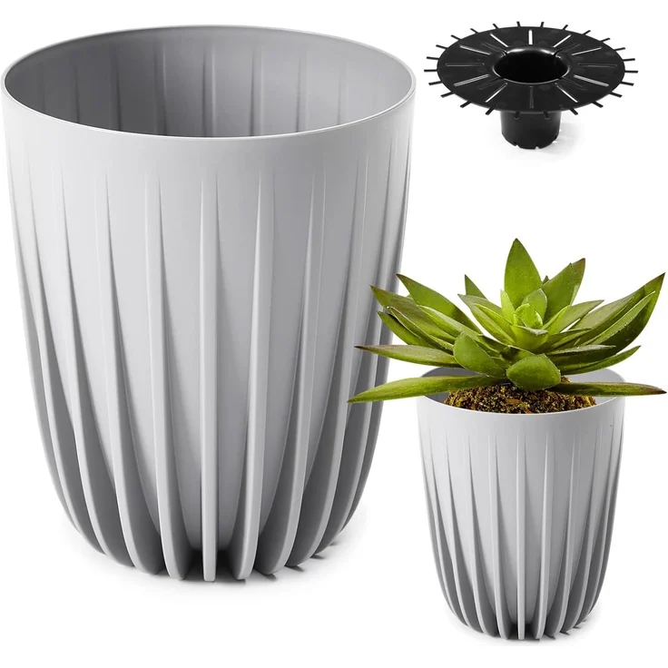 KONZEPT Blumentopf Hoher Blumentopf, Pflanzkübel Groß für Außen, Balkon, Übertopf mit Drainagesystem – Bild 1