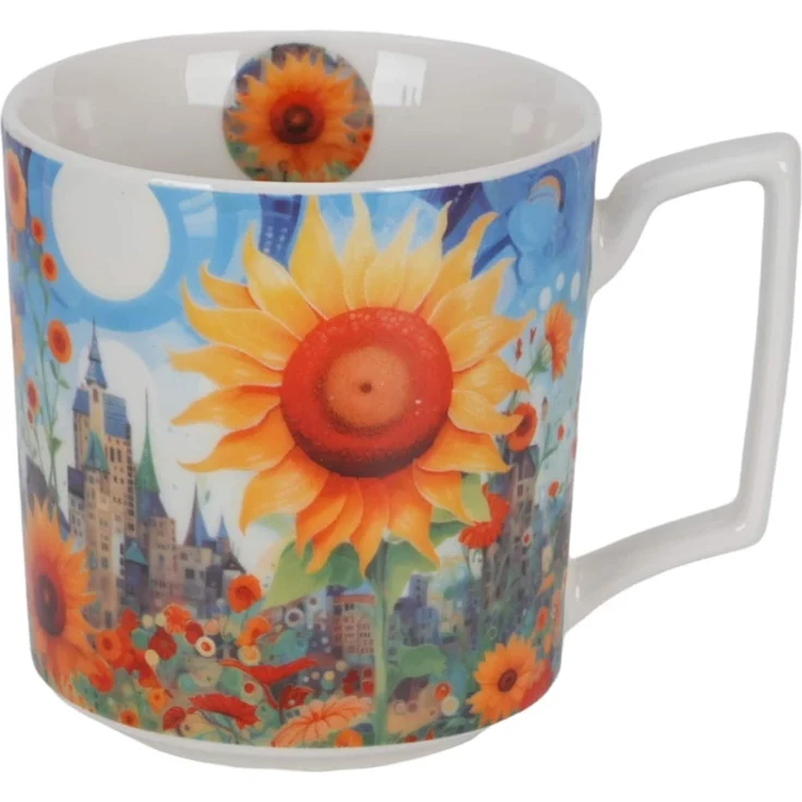 DUO Becher 450 ml MODERN SUNFLOWER New Bone China Porzellan – Bild 2