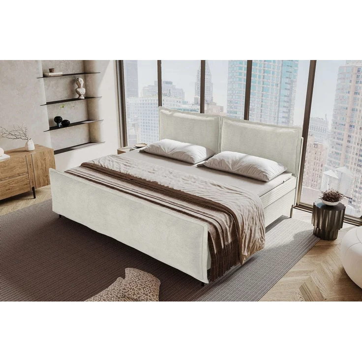 99rooms Vero Plus Familienbett Boxspringbett 220×200 cm Cordstoff POSO Greige – Bild 2