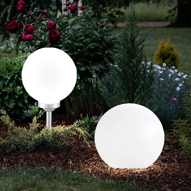 2er Set LED Solarleuchte, Kugel weiß, H 60 cm – Bild 5