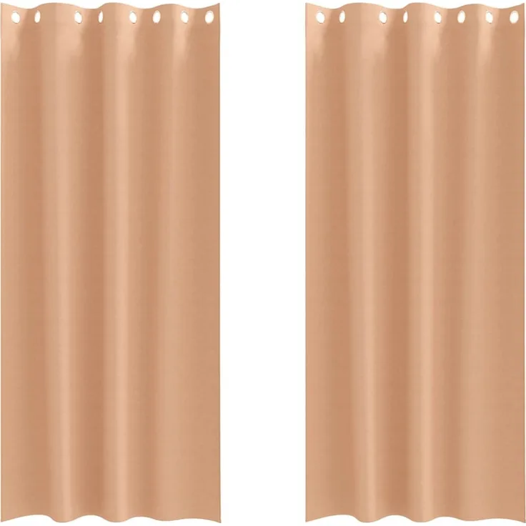 Verdunkelungs-Vorhänge | für Wohnzimmer & Schlafzimmer mit Ringen 2 pcs Hellbraun 225 x 140 cm