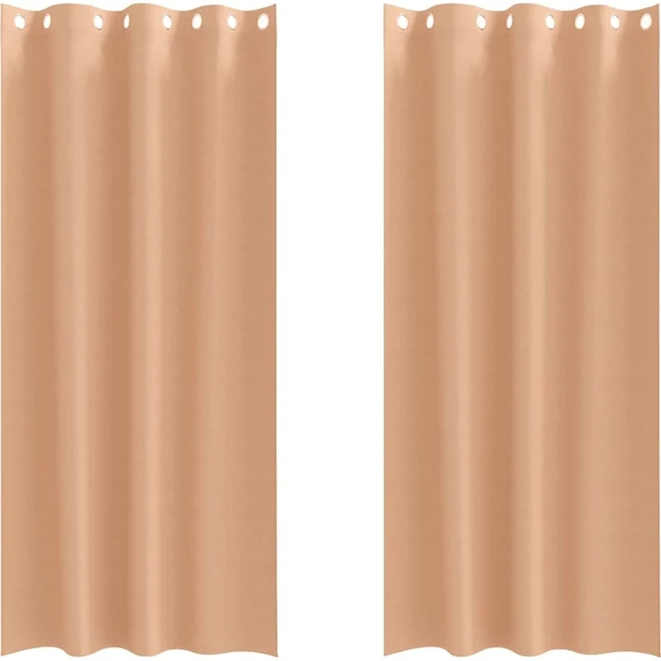 Verdunkelungs-Vorhänge | für Wohnzimmer & Schlafzimmer mit Ringen 2 pcs Hellbraun 225 x 140 cm – Bild 1