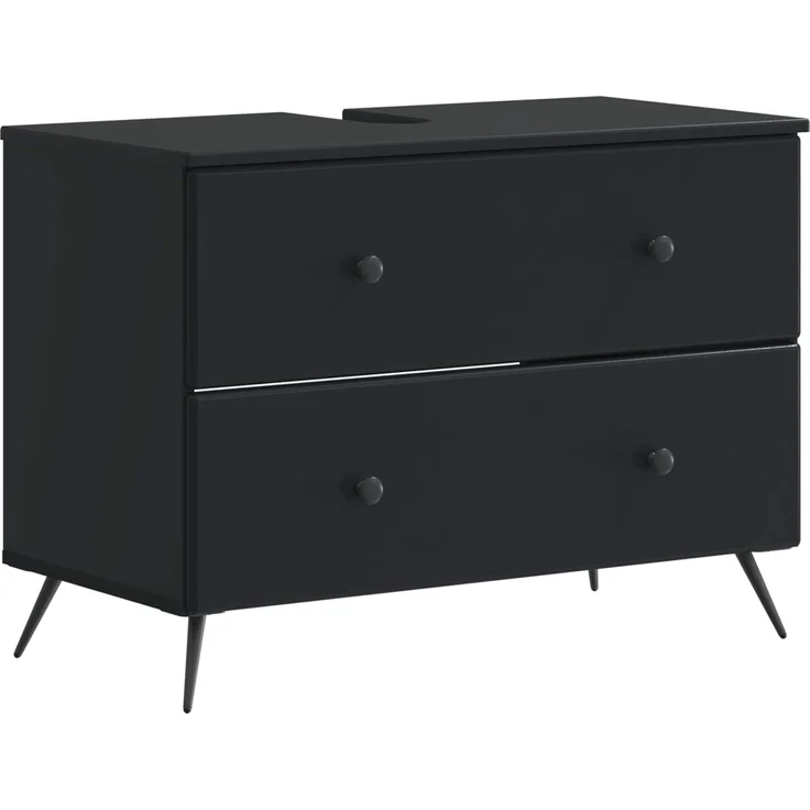 vidaXL 3-teiliges Badezimmer-Schranksystem BREDA Schwarz Holzwerkstoff 3417802 – Bild 5