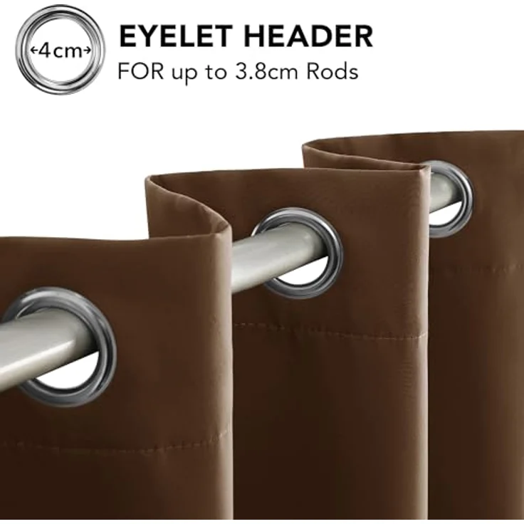 Deconovo Blickdichte Gardinen Vorhang Blickdicht Ösenvorhang Blickdicht dicke Thermogardine Kälteschutz warm Hitzeschutz, 280x140 cm(HöhexBreite), Braun, 2er Set – Bild 8