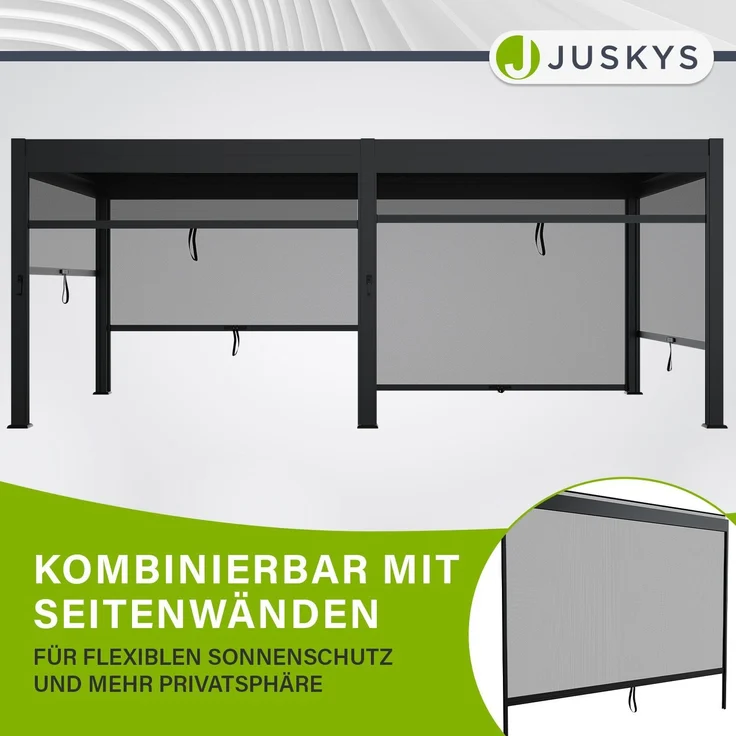 Juskys Lamellendach Tahiti 3x5,9 m - Stahl Pergola - Terrassenüberdachung stabil & wetterfest - Überdachung für Garten & Terrasse - Bausatz Anthrazit – Bild 7