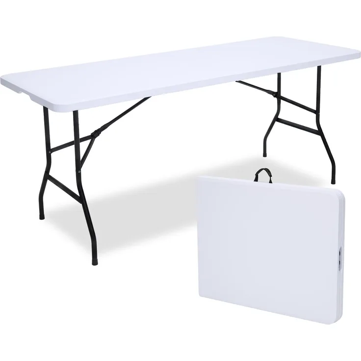 Brixy Klapptisch - Klapptisch - 180 x 70 x 74 cm - Campingtisch - Gartentisch - Tragbar - Weiß