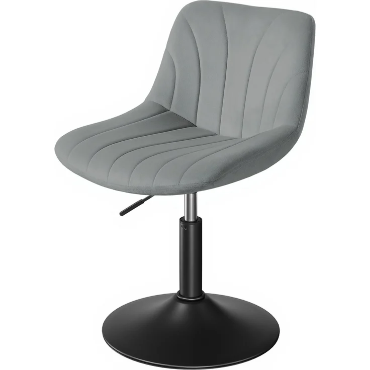 VASAGLE Schminkstuhl, Stizhocker, 65,5-77,5 cm höhenverstellbar, Barhocker, drehbar, Samt-Bezug, grau – Bild 1