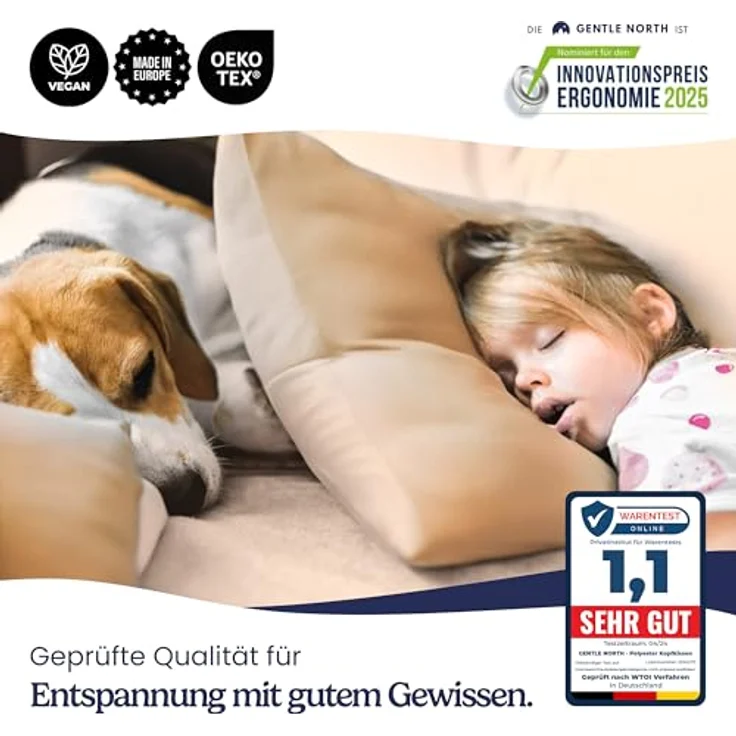 Gentle North Kopfkissen (45x45 cm groß) - 4er Set Kissen für Bett und als Dekokissen - Mit Reißverschluss für Füllung - Sofakissen - Zierkissen für Couch und Sofa - Ökotex - Waschbar bis 60° - Weiß – Bild 6