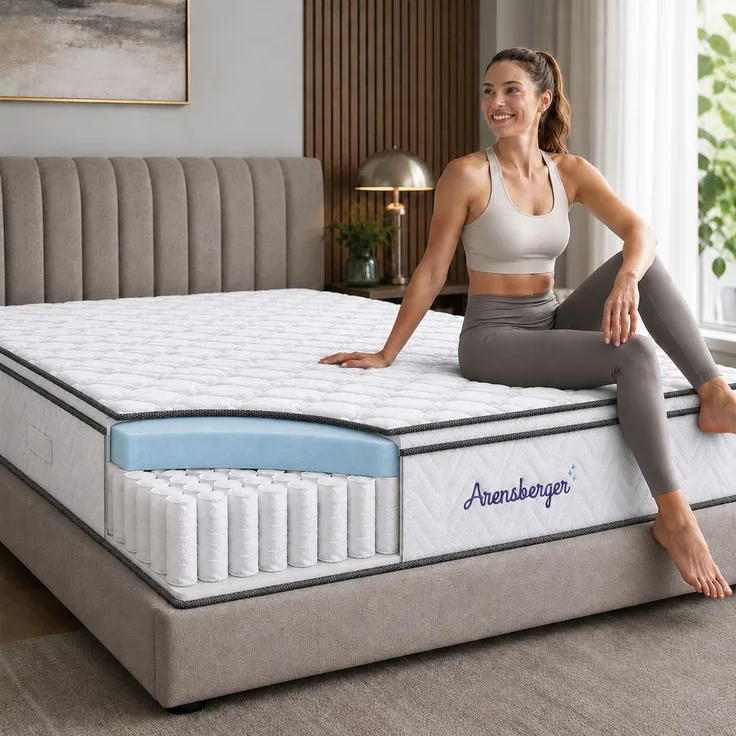 VIKTORIA Taschen Federkernmatratze 100x200 cm - Integrierter Topper; 25cm Höhe; H4, H3, H2 Misch-Härtegrad; 7 Zonen Matratze - Taschenfederkernmatratze mit hoher Punktelastizität
